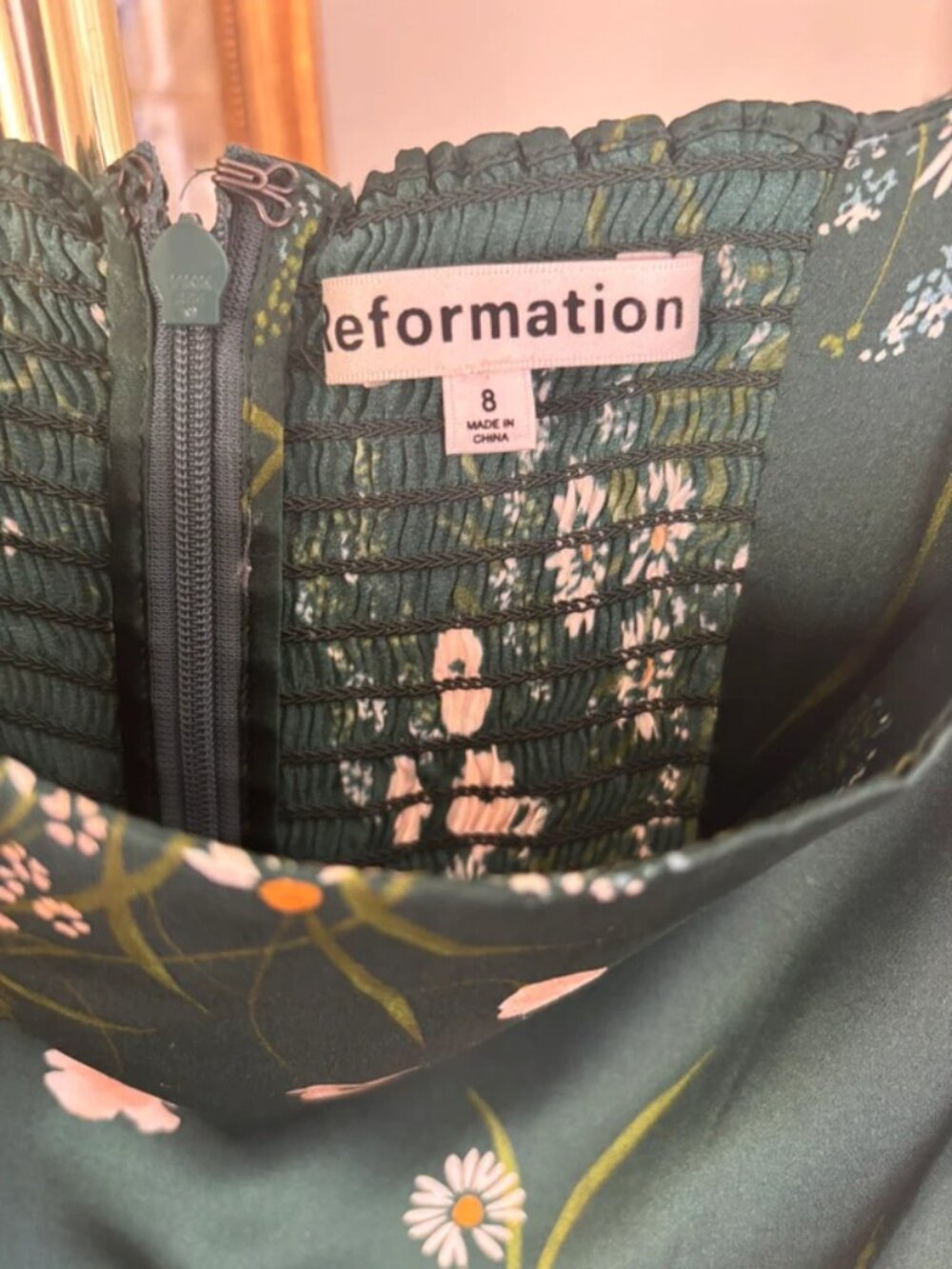 Reformation Frankie Dress Buena Green Floral Silk Slip Maxi Dress Size 8 - Picture 4 of 5